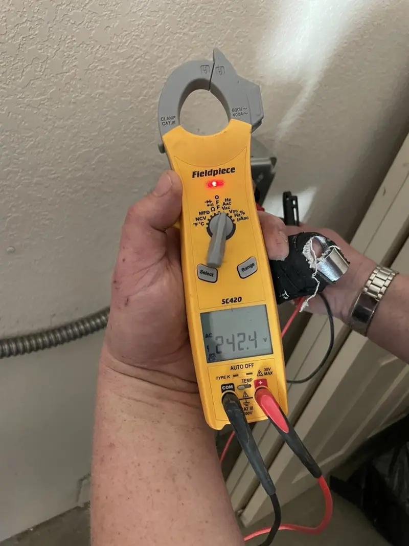Voltage testing with clamp meter during Generator Installation in Taunton